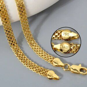 18K Gold Plated Chain necklace marked 750, made in Italy, 18"